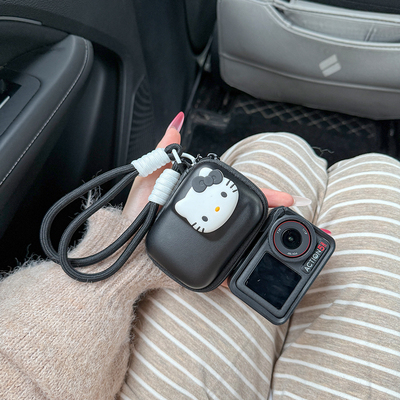 可爱黑色KT适用大疆action5pro4/3收纳包云台运动相机保护收纳盒