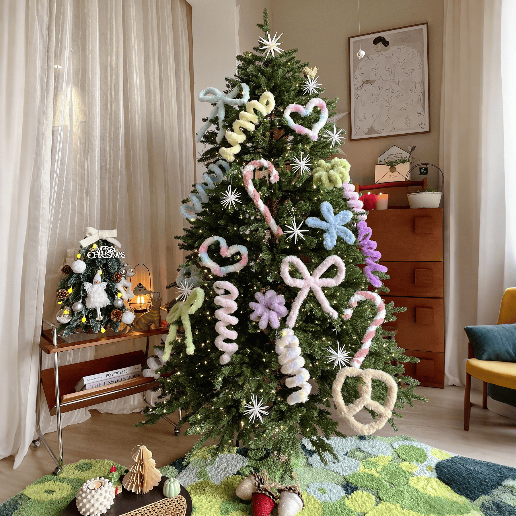 圣诞树装饰20mm兔毛扭扭棒巨密diy材料送教程圣诞氛围感装饰挂件