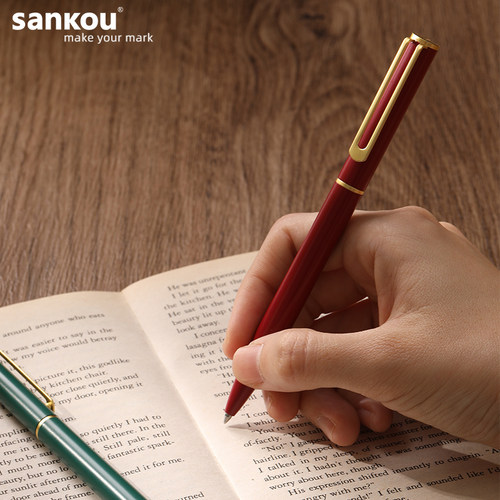 sankou旋转金属签字笔复古黄铜