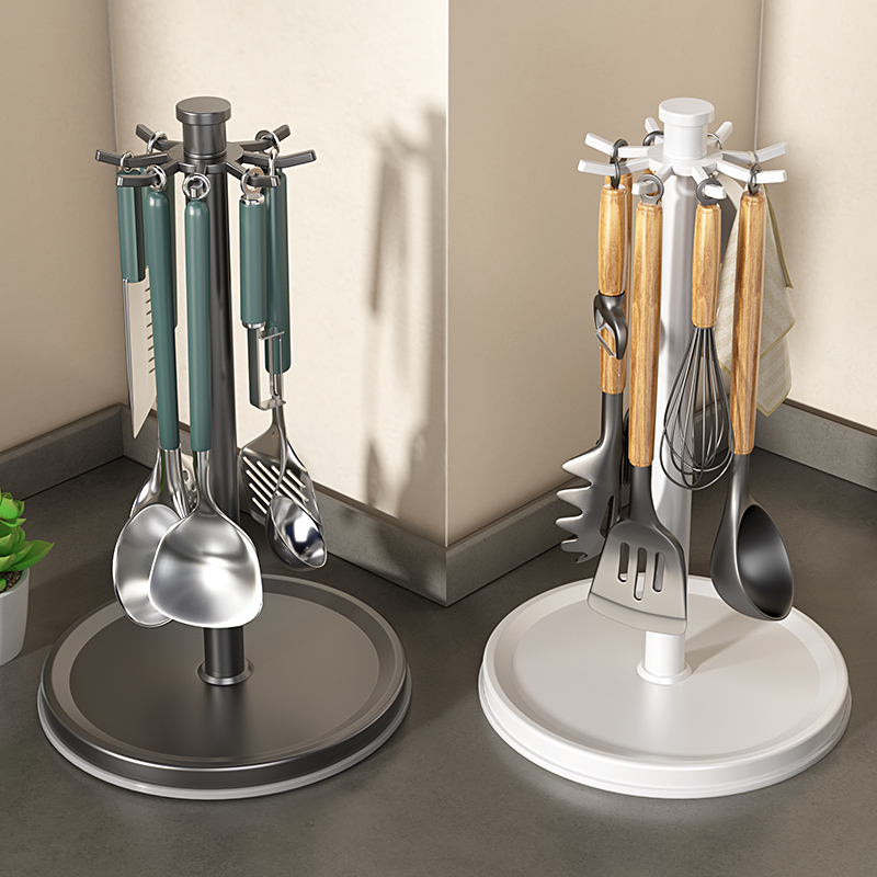 厨房台面旋转锅铲勺子铲子置物架