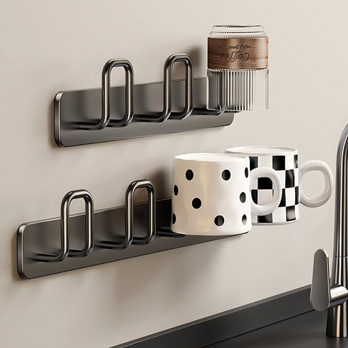 免打孔枪灰色倒挂沥水防尘杯架