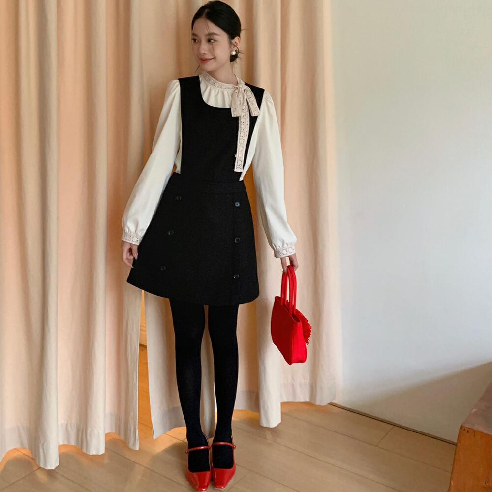 法式复古气质背带短裙背心连衣裙