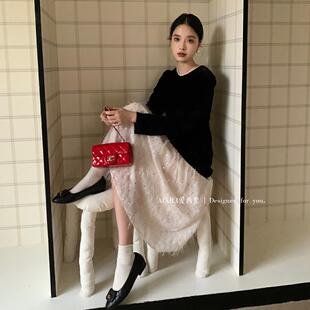 爱西里秋冬新款 赫本风重工流苏亮片小众设计高级感丝绒连衣裙 法式