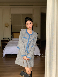 爱西里秋季新款法式名媛小香风开衫外套时尚气质小女人连衣裙套装