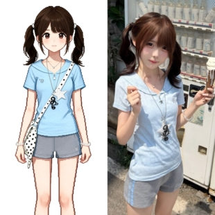 一坨羊原创小行星运动体操服学院风水色波点水手领jk制服休闲套装