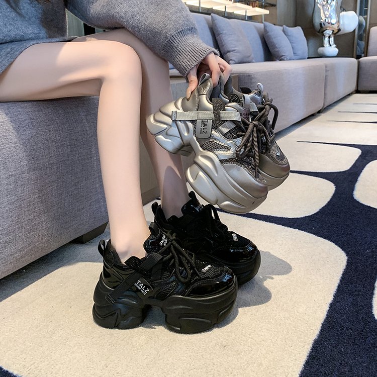 2025秋季新款老爹鞋枪色低帮帮高小于10cm)女子系带