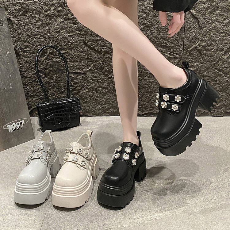 2025秋季新款深口单鞋橡胶圆头高跟(5-8cm)方跟PU