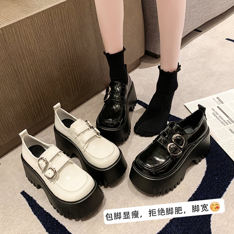 2025秋季新款深口单鞋橡胶PU高跟(5-8cm)方头魔术贴粗跟2023年冬