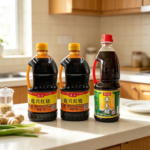 鹿兴红烧酱油1.1kgX2瓶+西口甜黄芪醋800mlX1瓶家庭厨房必备套装