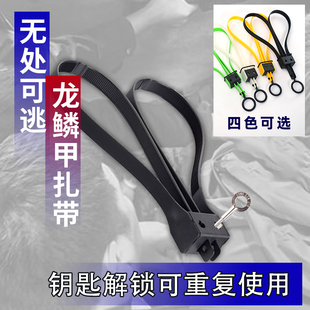 铁竞约束带束缚可反复解锁使用ASP塑料扎带含钥匙尼龙带拉环固定