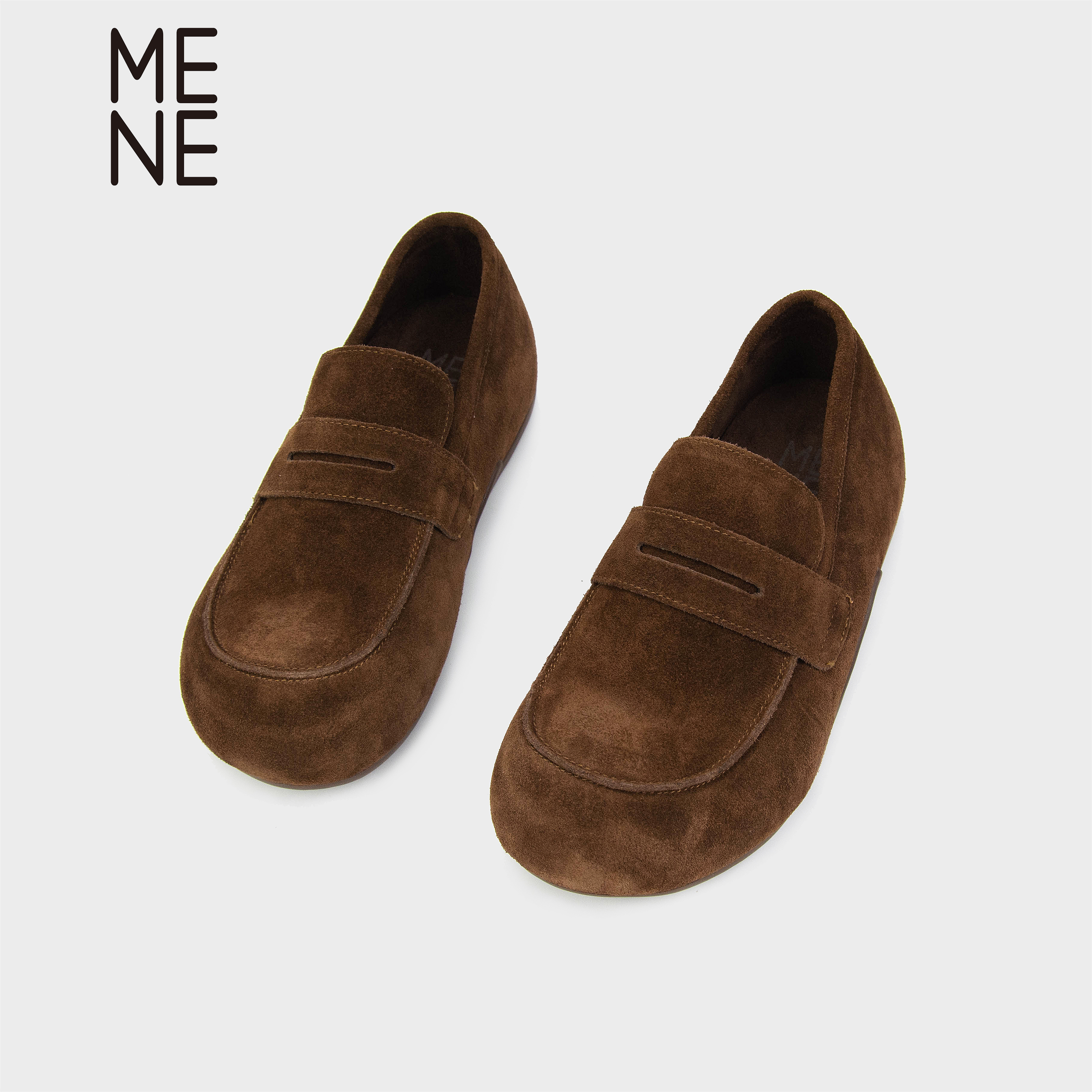 MENE牛反绒英伦风穆勒鞋