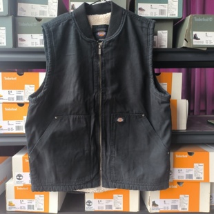 男款 秋冬 DK0A4XFX 黑色百搭棒球领仿羊羔绒保暖马甲 Dickies