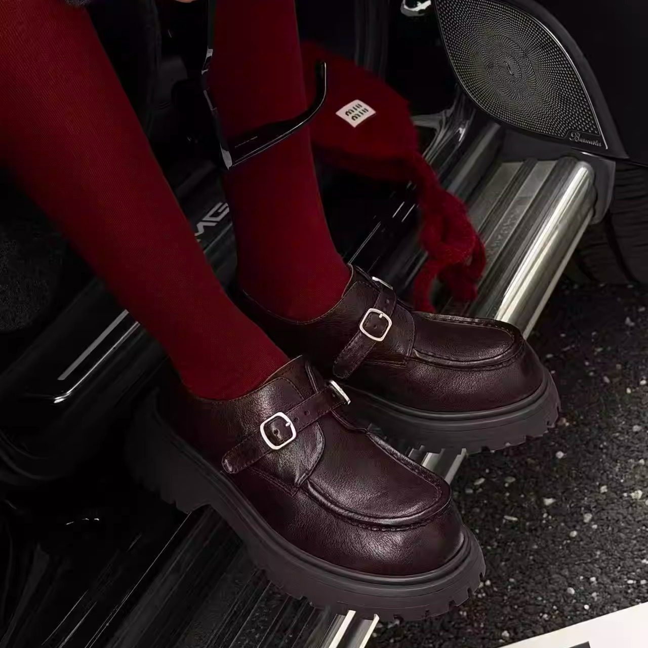 诗歌兰女鞋2026年春新款真皮厚底乐福鞋女黑色搭扣圆头复古小皮鞋,女鞋,乐福鞋（豆豆鞋）,淘宝优惠券,粉丝福利购,淘宝优惠卷