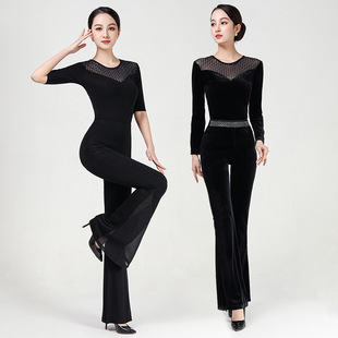金丝绒舞蹈套装 莫代尔气质练功服中袖 中长袖 胡贝儿形体服2025新款