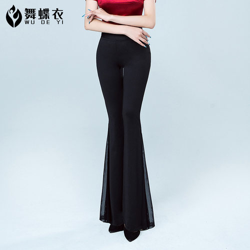 罗马棉网纱加长大喇叭舞蹈裤