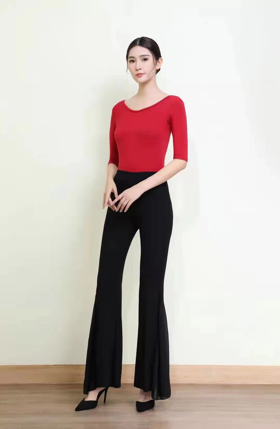 形体训练服修身优雅性感大喇叭裤