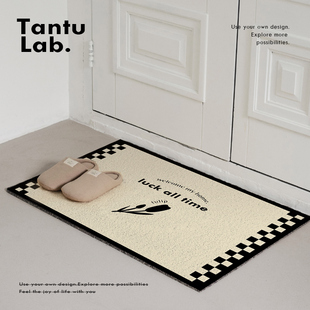 棋盘格防滑PVC家用TANTU研究所 进门门口半圆丝圈地垫入户地毯法式