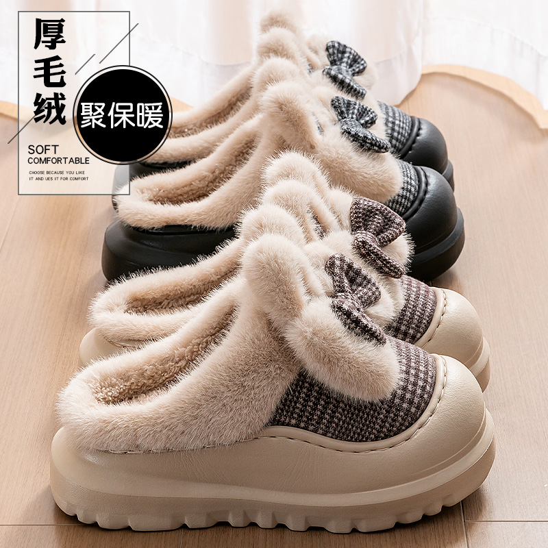 厚毛绒棉拖鞋女款2025新款秋冬季