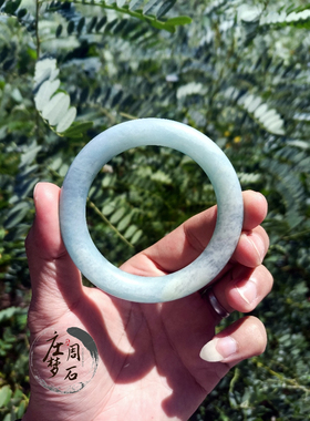 庄周梦石蓝天白云美人条圆条民族风特色玉镯天然玉石内蒙古佘太翠