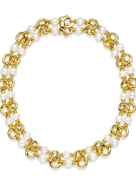 JCJ时装珠宝HighJewelPlay系列925银环扣双层珍珠项链