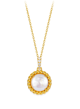 JCJ时装珠宝HighJewelPlay系列925银米白珍珠扭绳边项链耳环耳饰