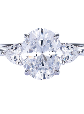 jcj时装珠宝椭圆心形三石戒指