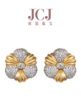 JCJ时装珠宝HighJewelPlay925银双色花苞两用耳饰耳夹耳钉明星