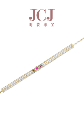 jcj时装珠宝彩色琉璃珍珠颈链