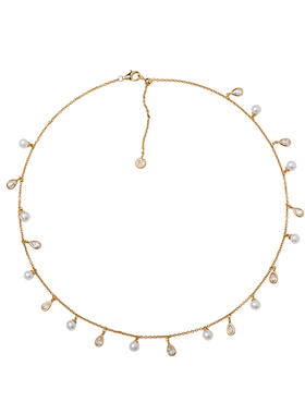 jcj时装珠宝珍珠锆石间隔项链