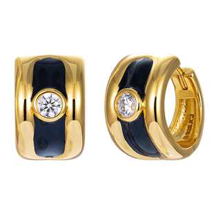 JCJ时装珠宝HighJewelPlay系列925银黑金珐琅锆石耳扣戒指