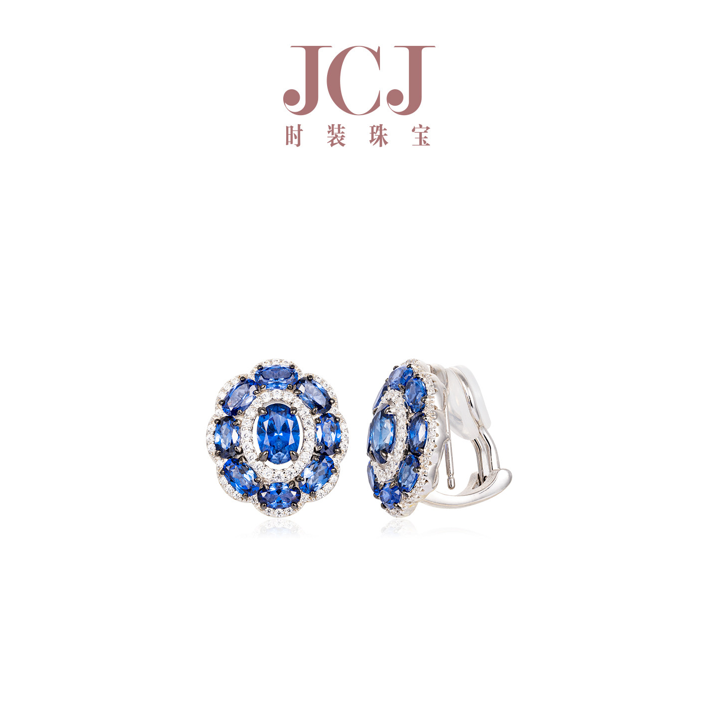 JCJ时装珠宝HighJewelPlay系列925银椭圆合成蓝宝石耳夹两用耳饰,饰品/流行首饰/时尚饰品新,银饰耳饰,淘宝优惠券,粉丝福利购,淘宝优惠卷
