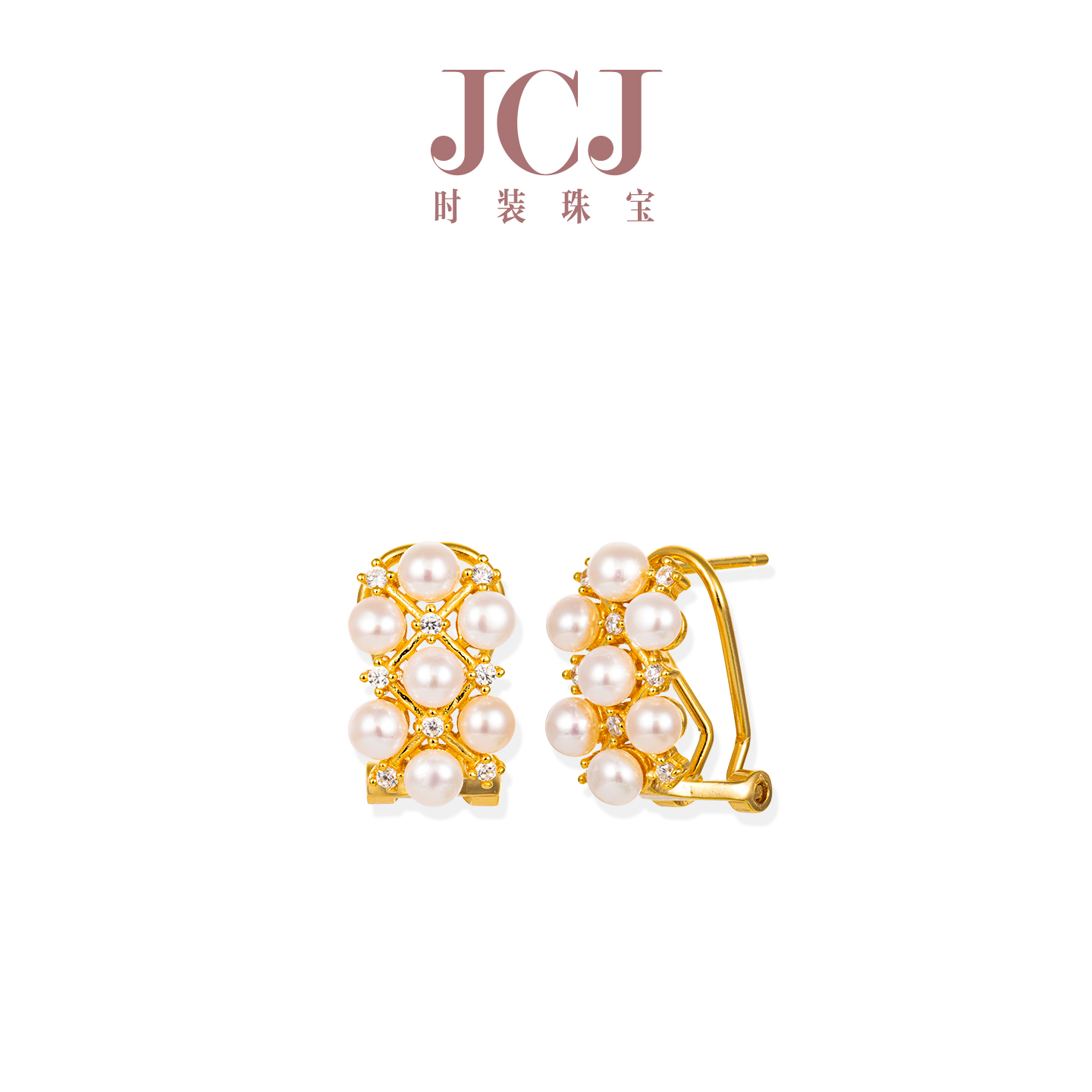 簇拥珍珠十字花百搭耳环