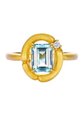 JCJ时装珠宝HighJewelPlay系列925银湖蓝不规则戒指项链耳饰