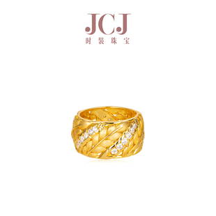 JCJ时装珠宝HighJewelPlay系列925银金色镂空大麦麦穗宽戒指