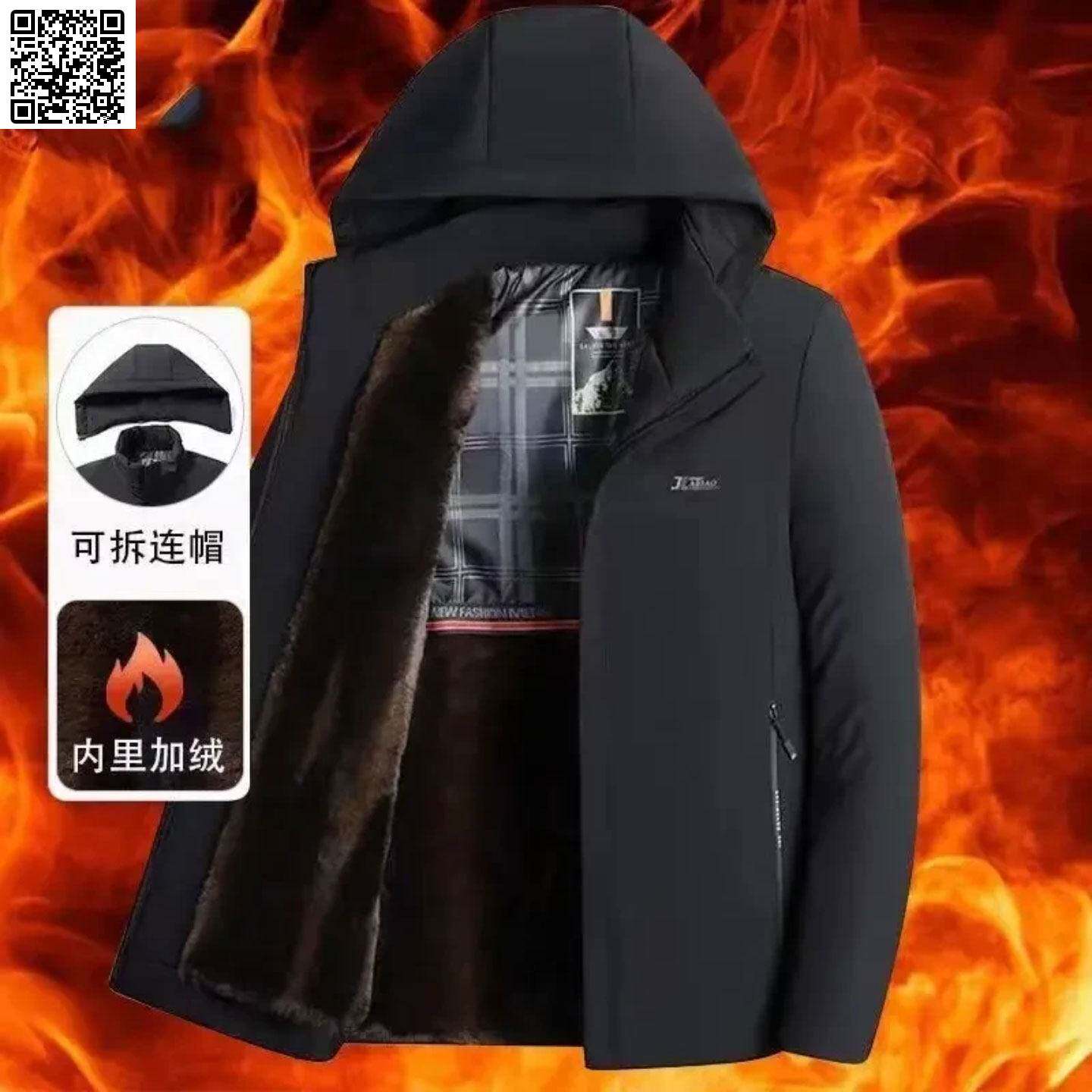 小鑫臻选男装高档大牌黑金派克服男士加绒加厚休闲棉服中老年棉袄