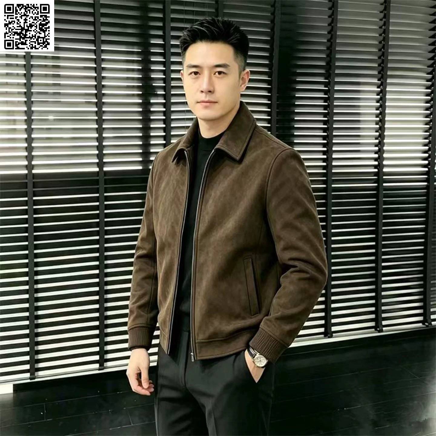超凡服饰男装轻奢海宁皮衣男士复古港风外套秋季新款休闲百搭夹克