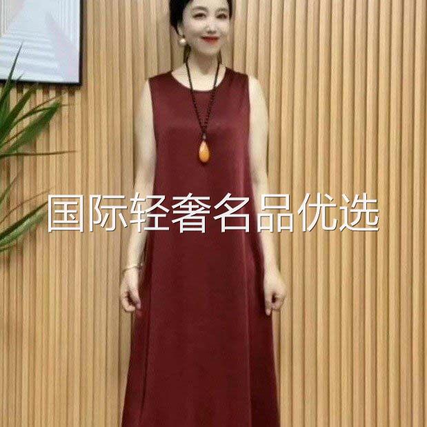 点击率夏季女装纯色裙子背心时尚显瘦宽松无袖妈妈女裙中长洋装