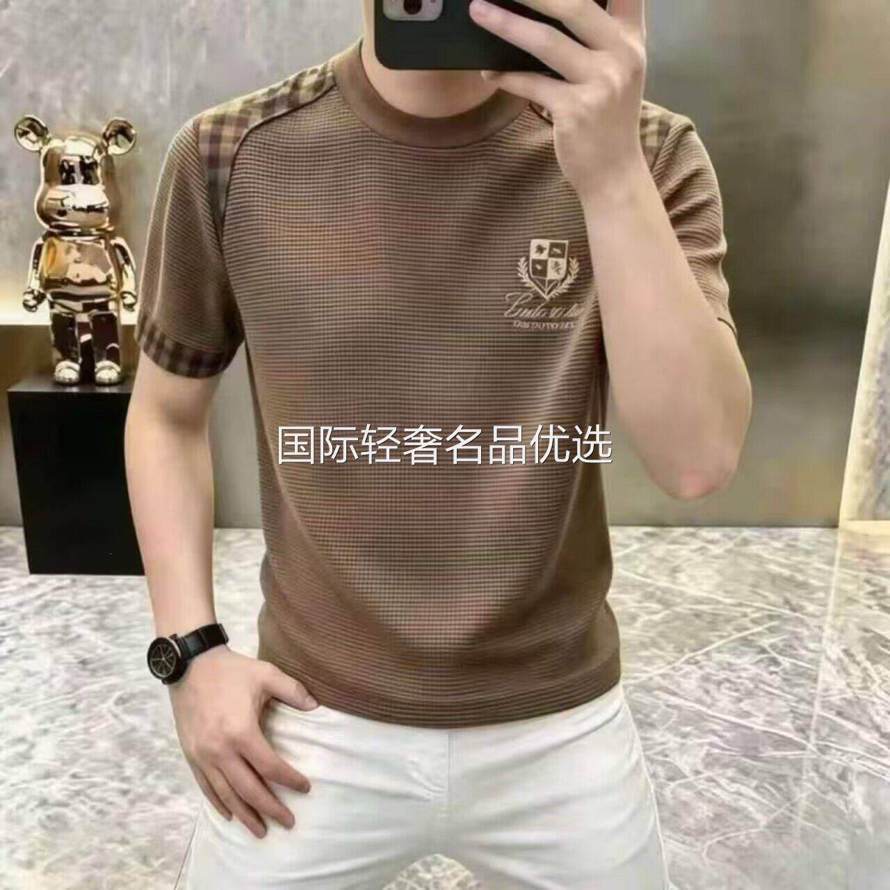 恒清2026欧式风格男装夏季男士T恤时尚修身圆领时尚薄款休闲男装