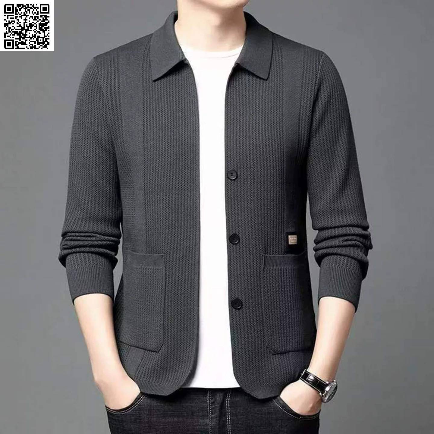 铂瑾精选男装2026秋季新款开衫毛衣男士复古翻领针织衫休闲夹克潮