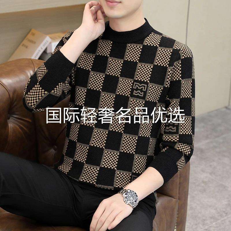 红玲珑服饰男装男士时尚休闲卫衣春秋季百搭刺绣圆领套头上衣长袖