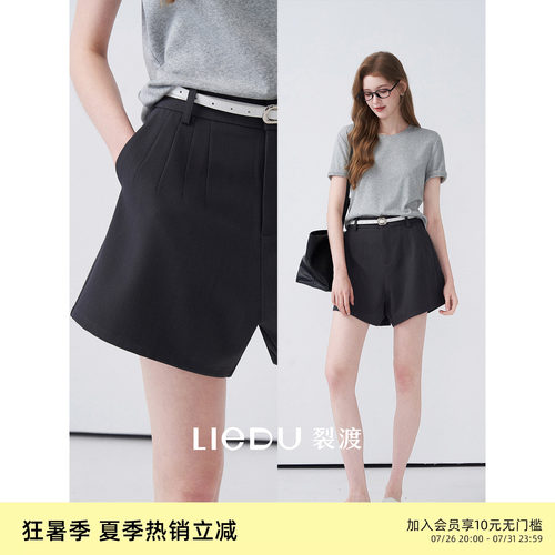 裂渡微胖大码女装立体西装短裤