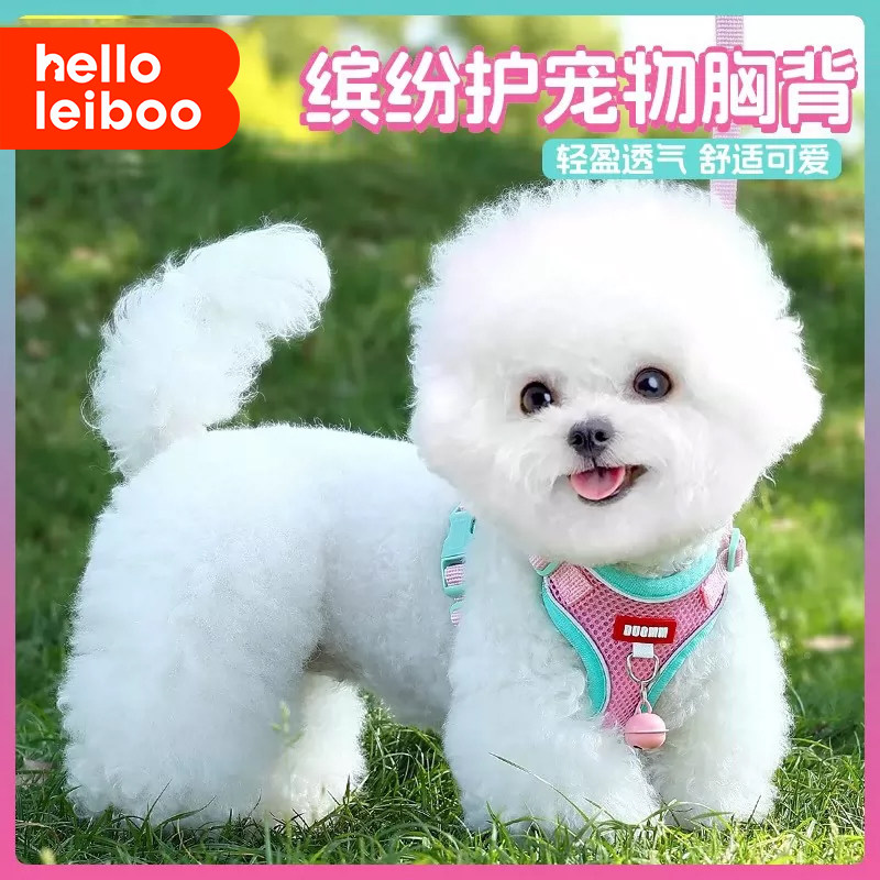 狗狗胸背带背心式比熊可爱中小型犬宠物胸背外出遛狗防爆冲牵引绳图片