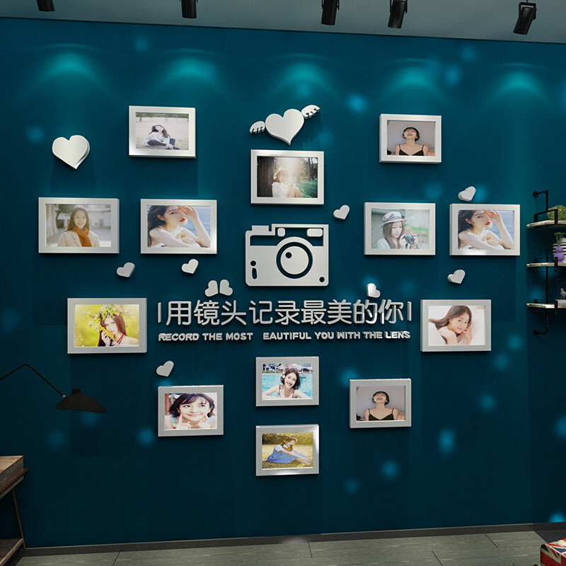 照相馆背景贴亚克力照片墙婚纱装饰摄影楼工作室店主题布置3d立体