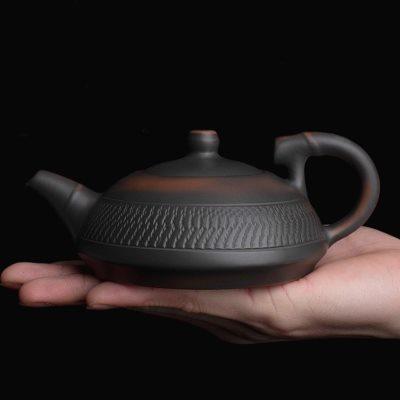 建水紫陶茶壶石瓢功夫茶具茶杯紫砂陶瓷纯手工黑陶原矿素烧复古