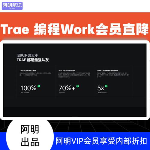Trae 编程 + Work 模式实战课程 会员优惠权益最大化使用技巧
