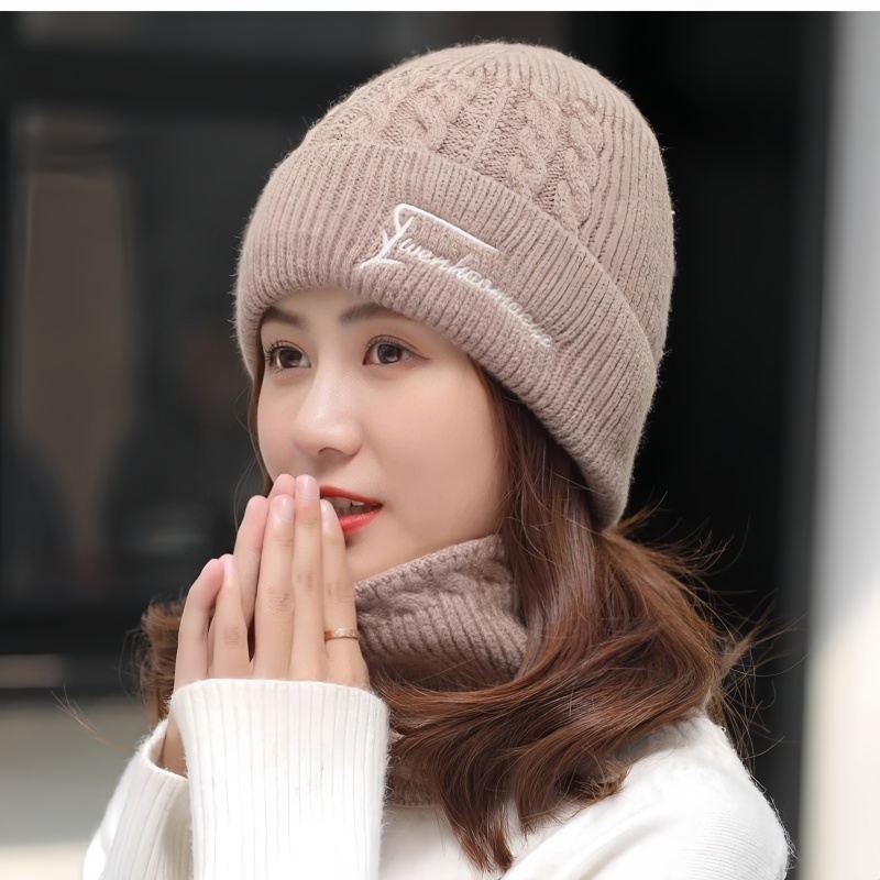 帽女帽2023新时尚冬季针织秋冬丝绒加厚羊毛护耳帽颈部围巾骑行