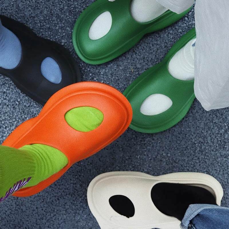 여름 3D 아빠 슬리퍼 한 구멍 야외 구멍 샌들 외부 착용 샌들 남성과 여성 두꺼운 밑창 유행 슬리퍼 집에서