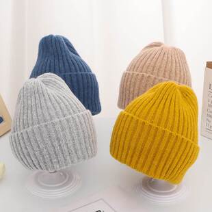 百搭毛线 加绒保暖亲子糖果色针织帽男女童秋冬季 线帽 冬季 ins韩版