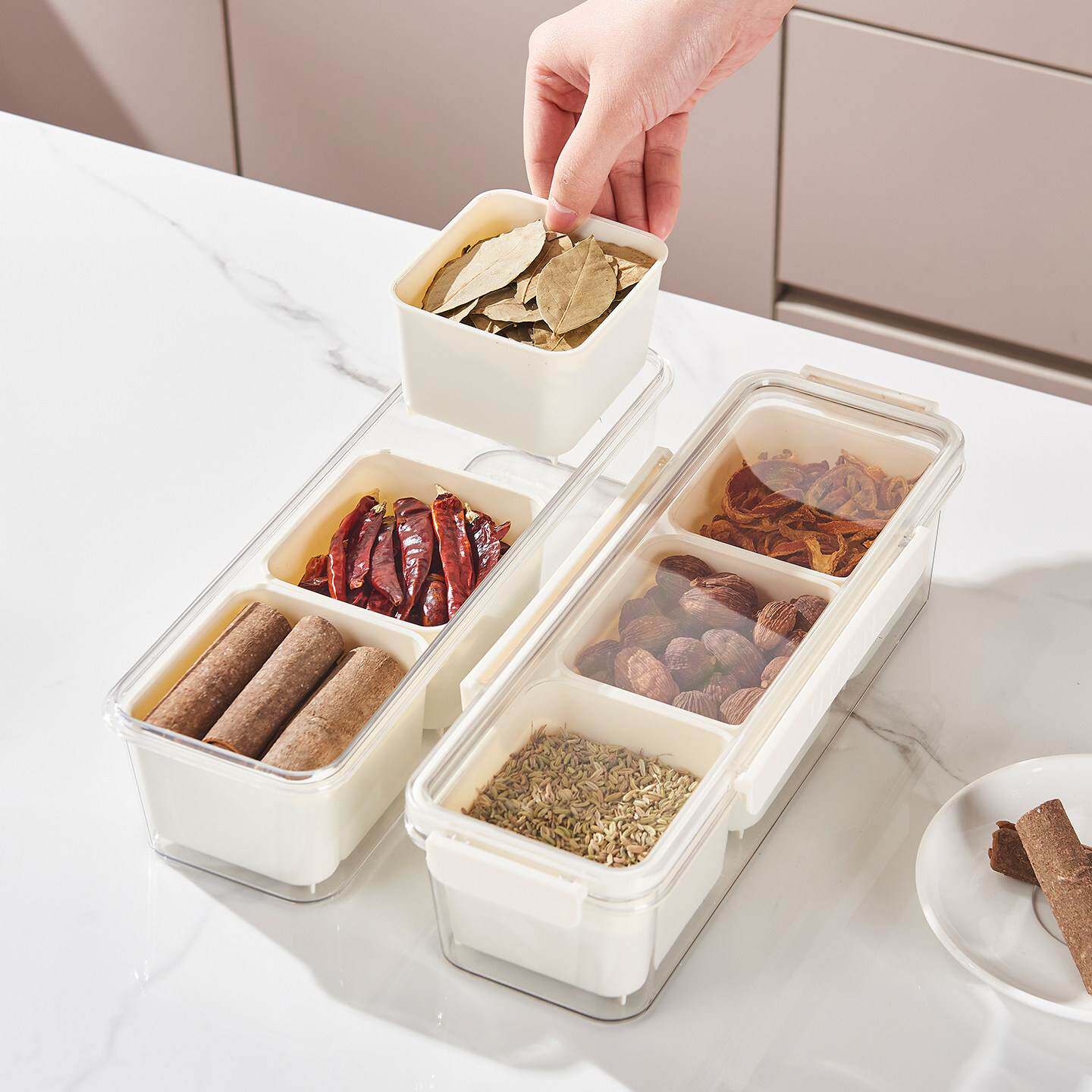 香料收纳盒食品级家用佐料大料花椒辣椒多格调味盒厨房调料密封罐