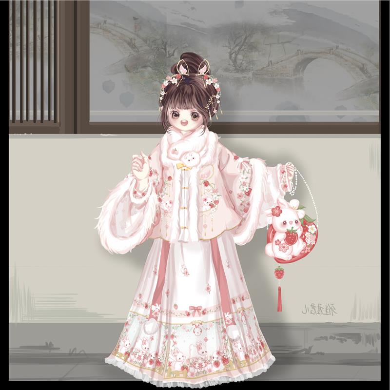 原创儿童汉服女童拜年服加厚洋气中国风唐装日常喜庆年服秋冬套装